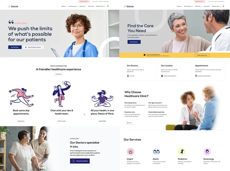 Salute - WordPress template for doctors, pediatricians, dentists and veterinarians