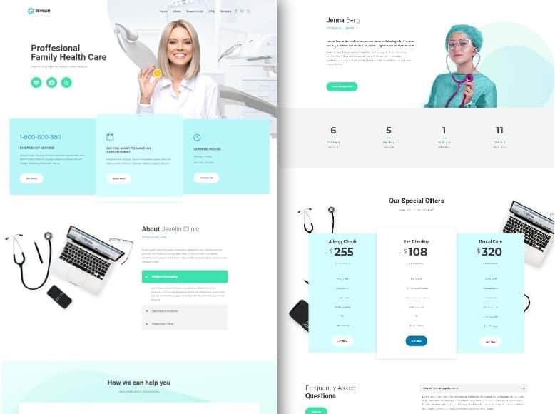 Jevelin - WordPress template for medical offices, clinics and hospitals