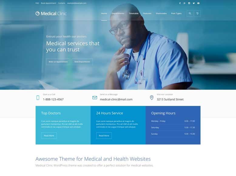Medical Clinic - WordPress Theme for medical centers, clinics and hospitals