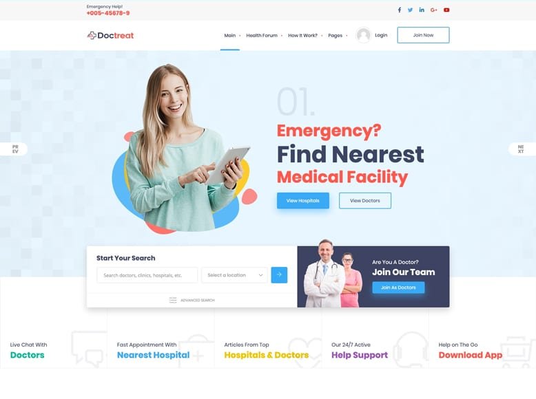 Doctreat - WordPress Template for Doctor, Dentist and Veterinary Listings