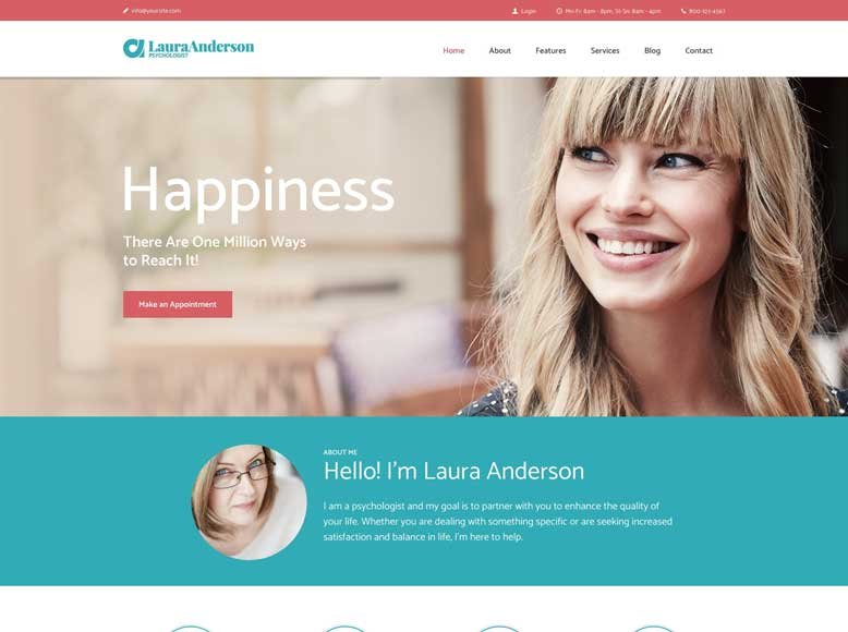 Laura Anderson - WordPress Template for Psychologists, Psychiatrists and Medical Therapies