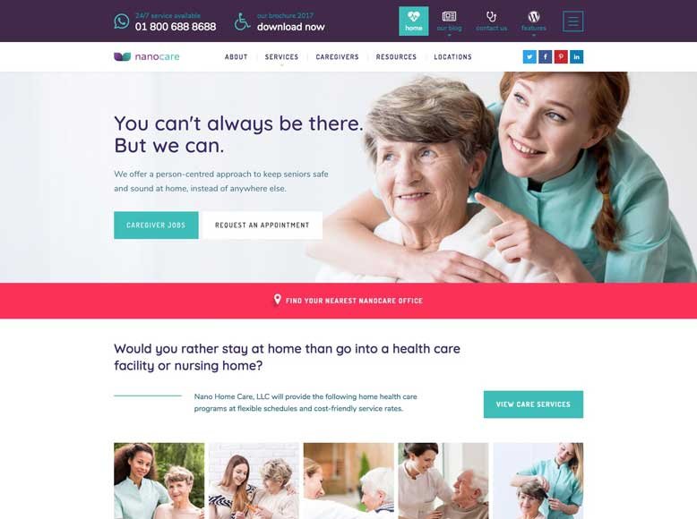NanoCare - Plantilla WordPress para cuidados sanitarios en el hogar y personas mayores