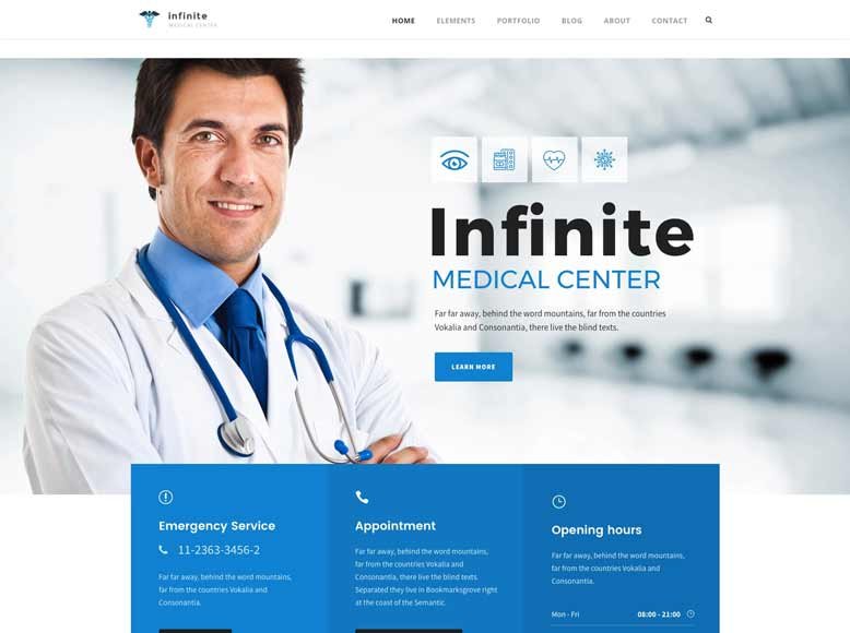 Infinite - Plantilla WordPress para modernos centros médicos, clínicas y hospitales