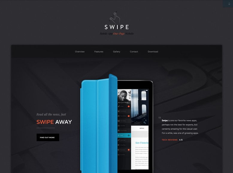 Swipe - Plantilla WordPress para promoción de apps móviles, software y productos digitales